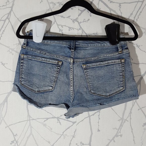 Sunday Best Medium Wash Mid Rise Cuffed Raw Hem Shorts - Picture 2 of 3